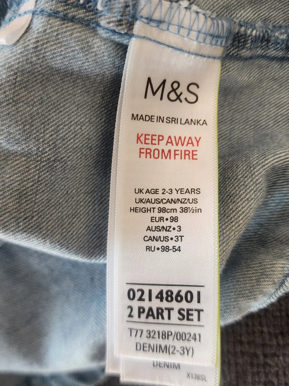 M&S Mouse Flower Nature Lover Denim Overall Dress & T-Shirt, Cottage Girls 2-3 Y